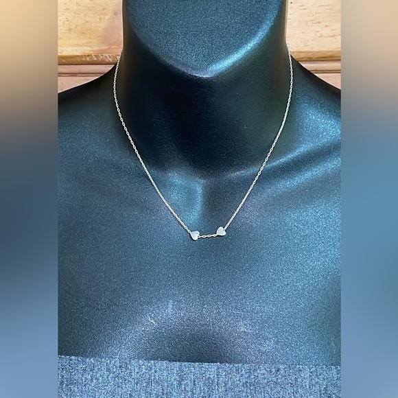 925 Sterling Silver Two 2 Heart Slide Pendants Necklace Couple Double Duo Twin - Picture 5 of 11